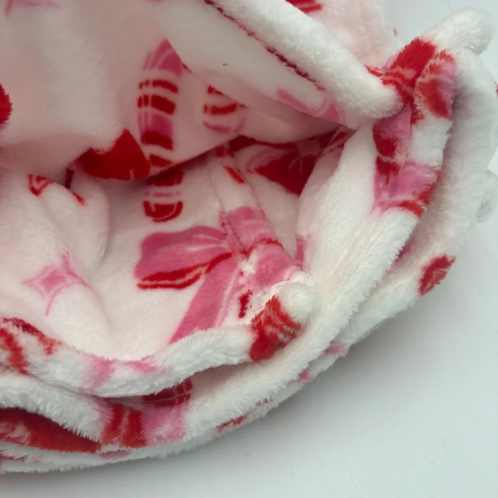 Betsey Johnson Plush Throw Christmas Blanket Candy Cane Bows‎ Soft Cozy Holiday